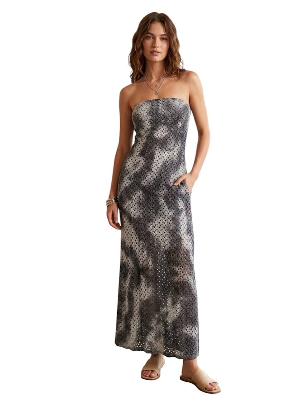 Ariella Crochet Strapless Maxi Dress Size S